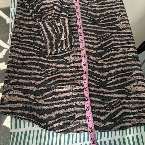 Joie Women's Brown Zebra Talma Long-Sleeve Button Mini Shift Shirt Dress Size S - Picture 8 of 9